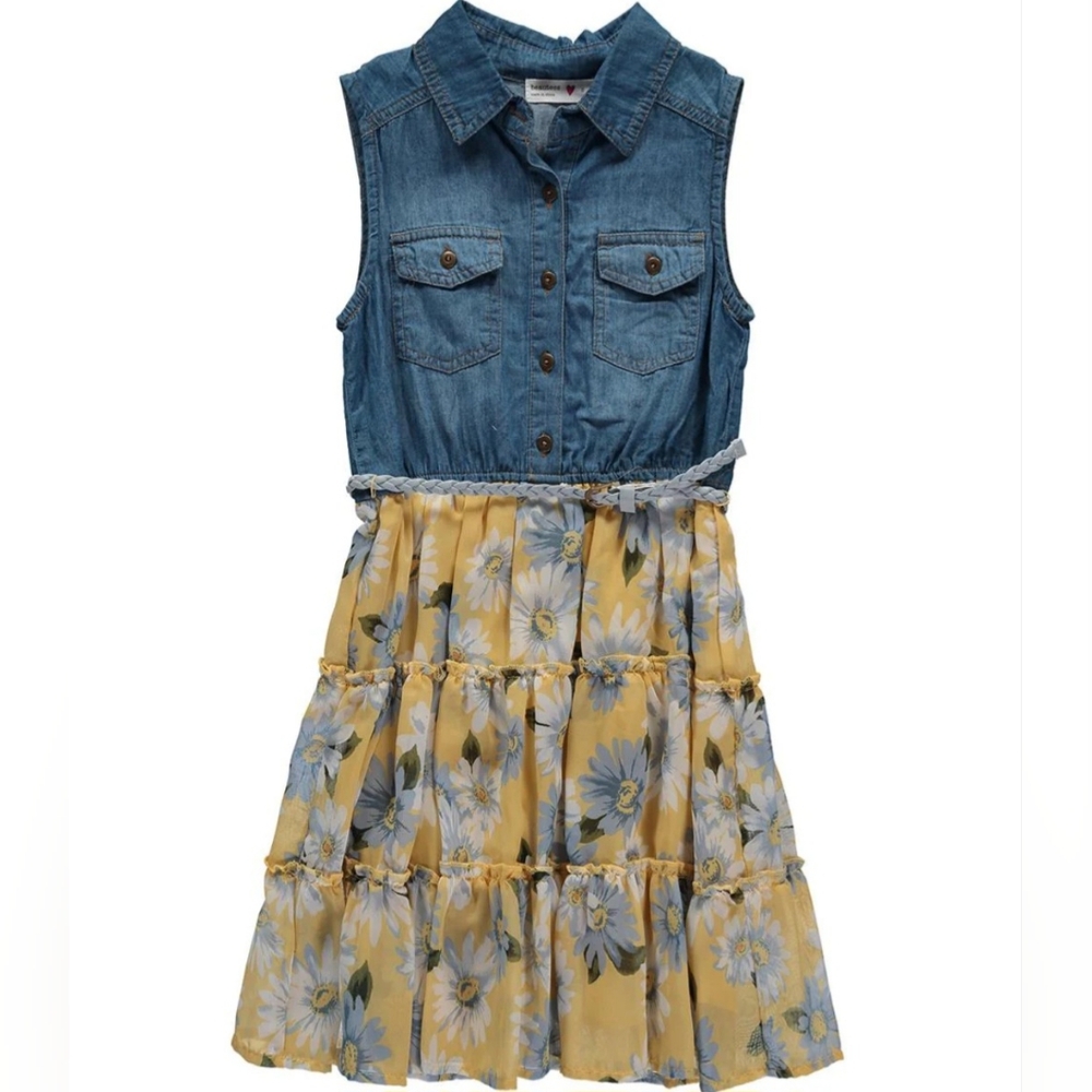 Knit Works Girl's Sleeveless Denim Tulle Dress Size 20.5 XXL